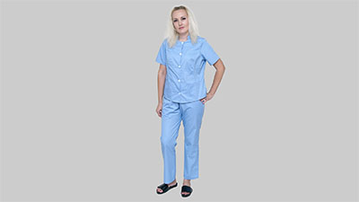 Женский костюм медицинский многоразовый голубой